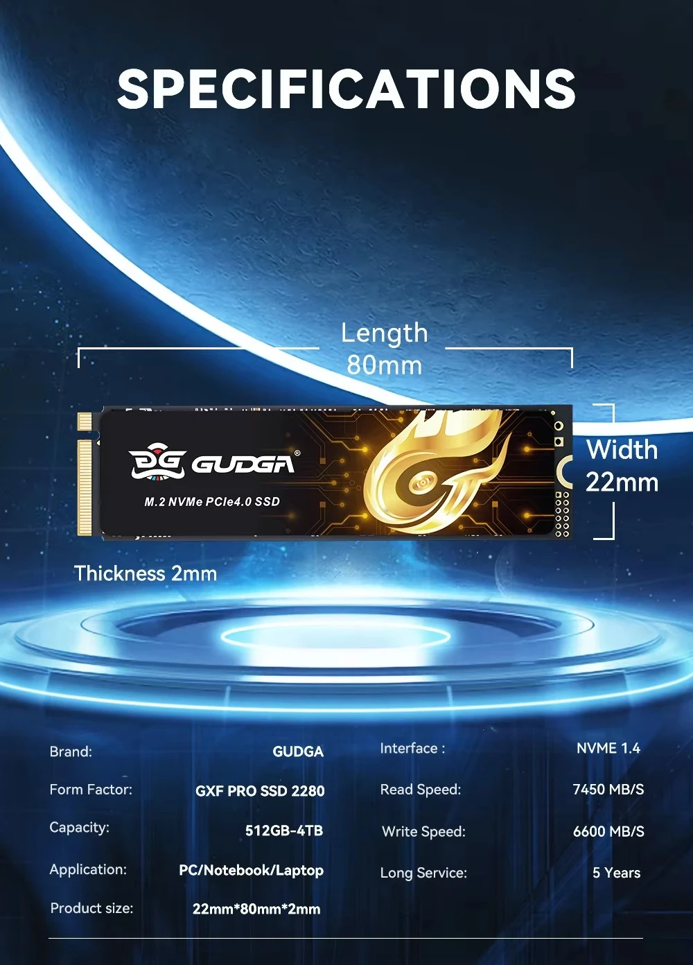PCIE 4.0 SSD 2280 High Speed for Gaming PC